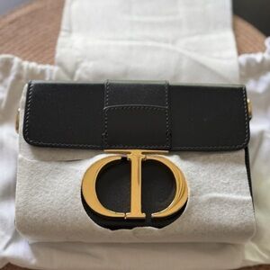 New! Christian Dior Montaigne 30 Box Bag Black Leather